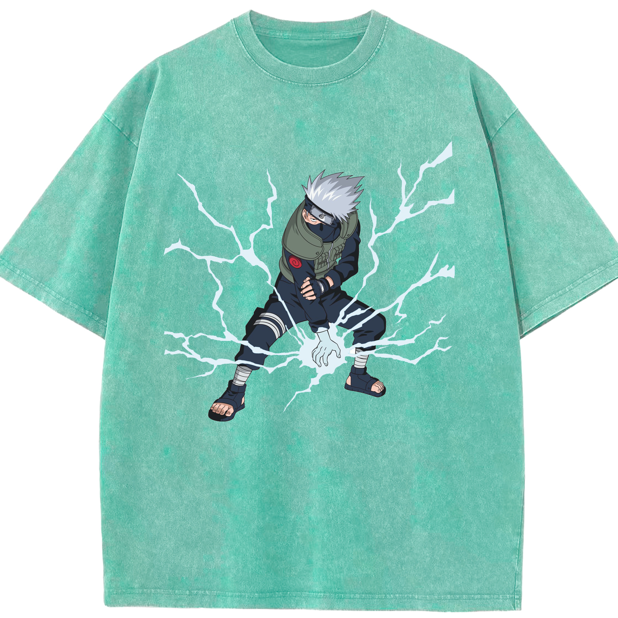（画像用） NARUTO -ナルト- はたけ カカシ Hatake Kakashi 綿100% ヴィンテージ風 半袖Tシャツ（フロントプリント）